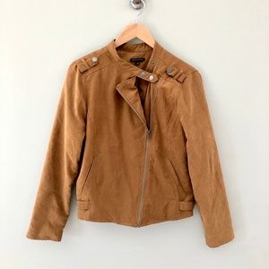 Congac Faux Suede Bomber Jacket